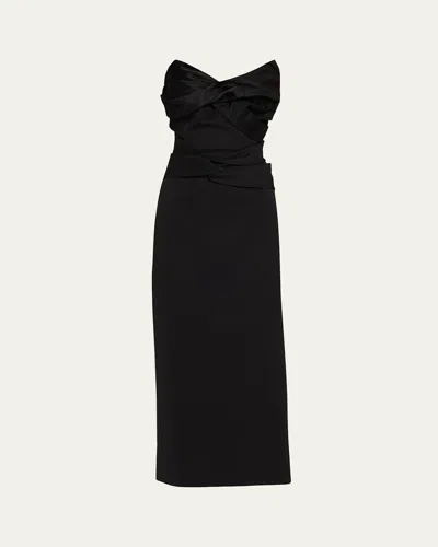 Oscar De La Renta Strapless Draped Bow Column Ankle Gown