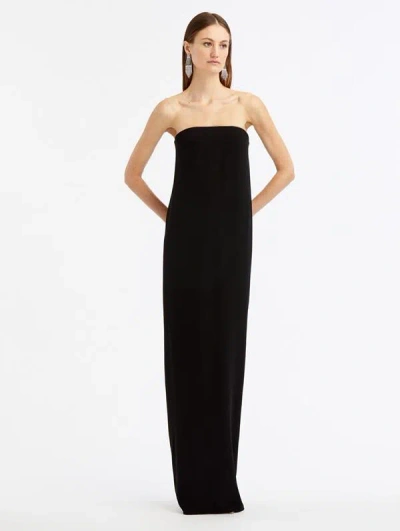 Oscar De La Renta Strapless Draped Column Gown In Black