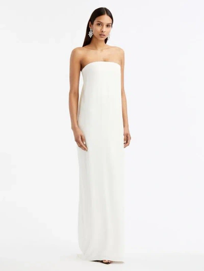 Oscar De La Renta Strapless Draped Column Gown In Cream