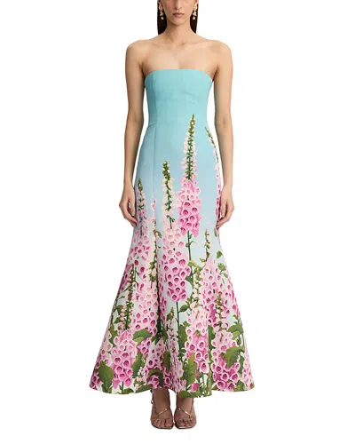 OSCAR DE LA RENTA OSCAR DE LA RENTA STRAPLESS FOXGLOVES OMBRE FAILLE GOWN