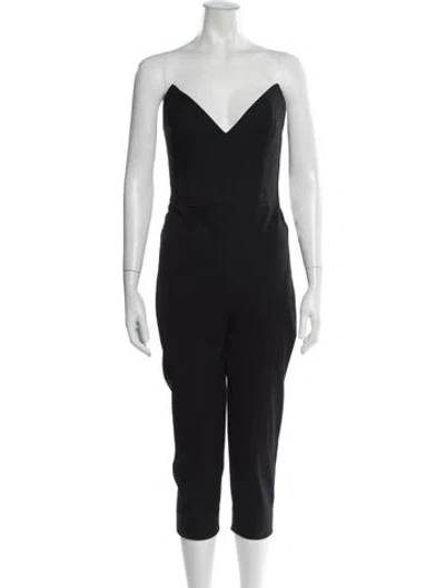 Pre-owned Oscar De La Renta Strapless Jumpsuit In Black