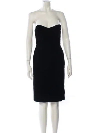 Pre-owned Oscar De La Renta Strapless Mini Dress In Black