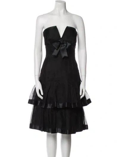 Pre-owned Oscar De La Renta Strapless Mini Dress In Black