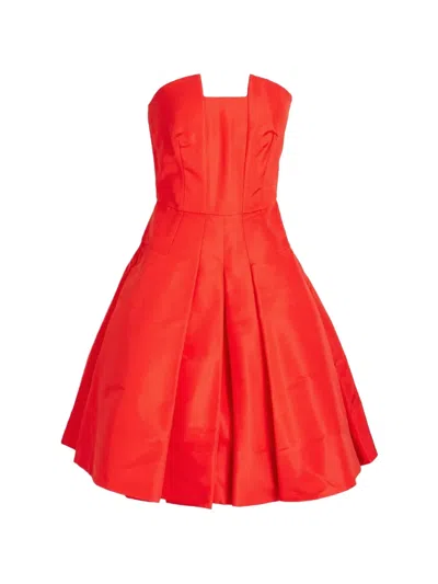 Oscar De La Renta Strapless Mini Dress In Orange