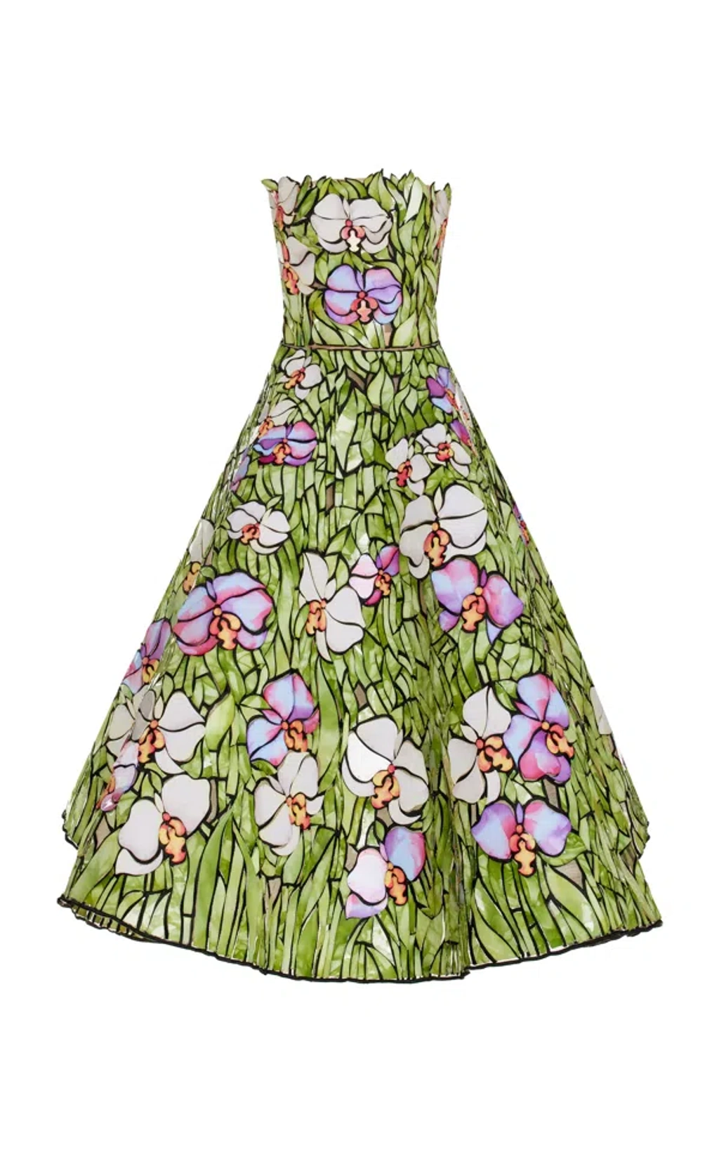Oscar De La Renta Strapless Orchid Mosaic Embroidered Cocktail Dress In  Multi | ModeSens