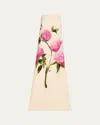 Oscar De La Renta Painted Roses Strapless Gown In Pinkivory