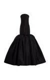 Oscar De La Renta Strapless Silk Faille Mermaid Gown In Black