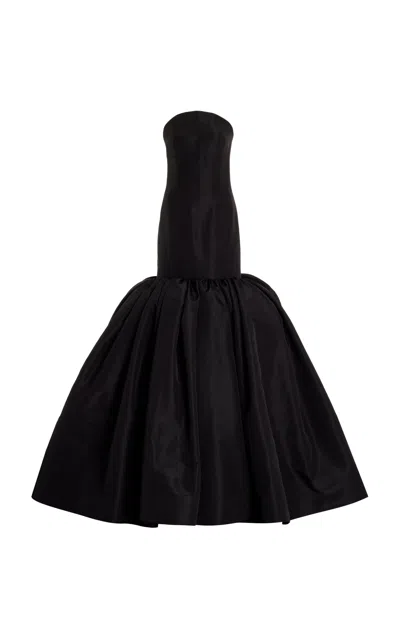 Oscar De La Renta Strapless Silk Faille Mermaid Gown In Black