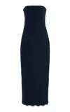Oscar De La Renta Strapless Wool-tweed Column Maxi Dress In Black