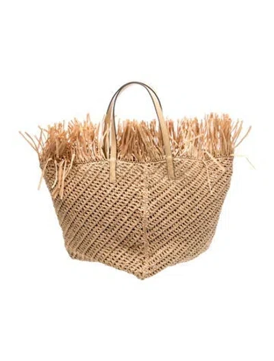 Pre-owned Oscar De La Renta Straw Tote In Neutrals