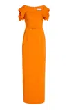 Oscar De La Renta Stretch-cady Column Gown In Orange