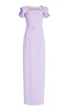 Oscar De La Renta Stretch-cady Column Gown In Thistle