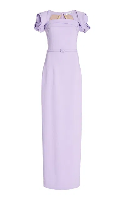 Oscar De La Renta Stretch-cady Column Gown In Thistle
