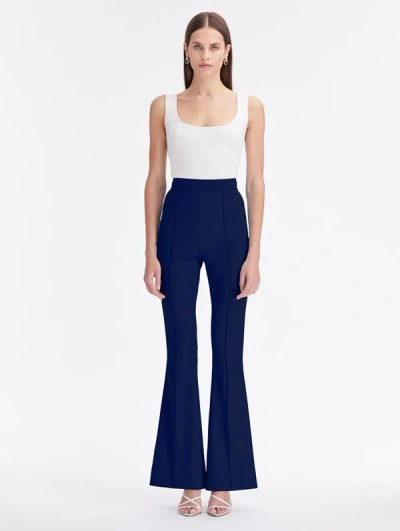 Oscar De La Renta Stretch Wool Flare Pant In Navy