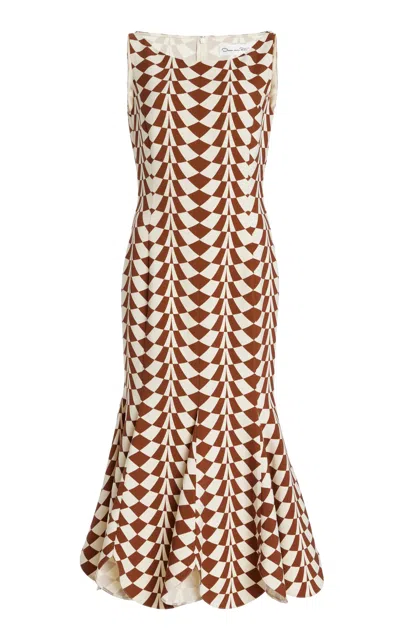 OSCAR DE LA RENTA STRETCH-WOOL MIDI DRESS