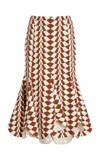 Oscar De La Renta Stretch-wool Midi Skirt In Brown