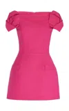 Oscar De La Renta Tulip Sleeve Double Face Stretch Wool Cocktail Dress In Fuchsia