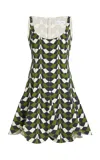 Oscar De La Renta Geometric Fit-and-flare Scalloped Wool Mini Dress In Green
