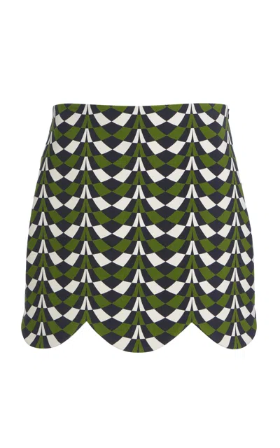 Oscar De La Renta Stretch-wool Mini Skirt In Green