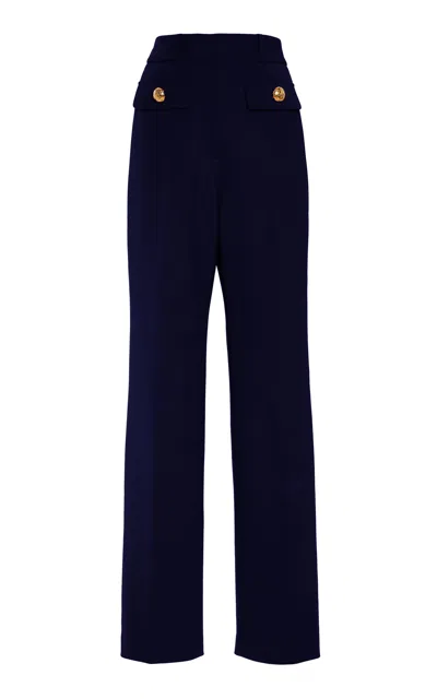 Oscar De La Renta Stretch-wool Straight-leg Pants In Navy