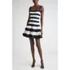 Oscar De La Renta Stripe 3d Circle Knit Minidress In Multi