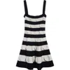 Oscar De La Renta Stripe 3d Circle Knit Minidress In Navy/ivory