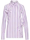 Oscar De La Renta Floral Cutout Striped Blouse In Purple