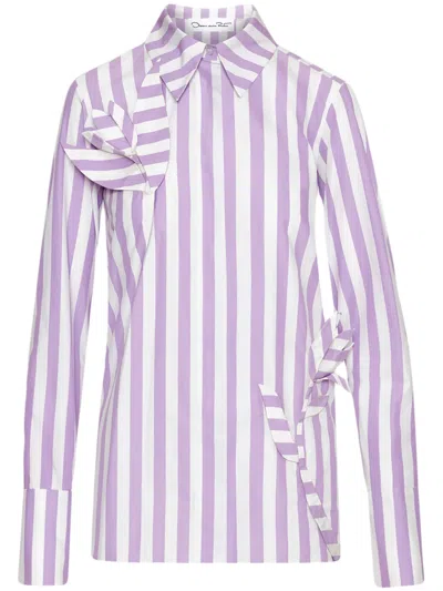 OSCAR DE LA RENTA STRIPED APPLIQUÉ SHIRT