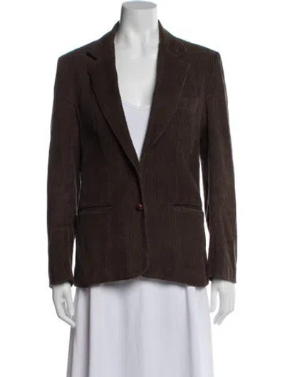 Pre-owned Oscar De La Renta Striped Blazer In Brown