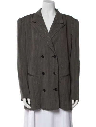 Pre-owned Oscar De La Renta Striped Blazer In Gray