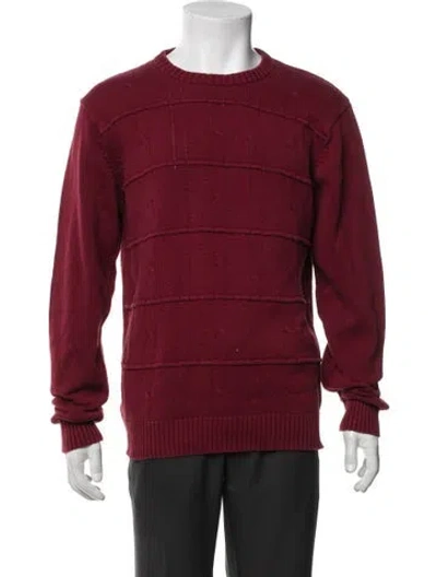 Pre-owned Oscar De La Renta Striped Crew Neck Sweater In Burgundy