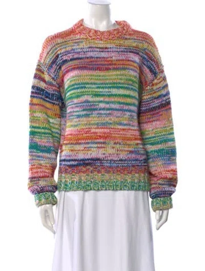Pre-owned Oscar De La Renta Striped Crew Neck Sweater In Multi