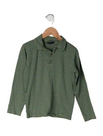 Pre-owned Oscar De La Renta Kids' Striped Long Sleeve Shirt In Blue/green