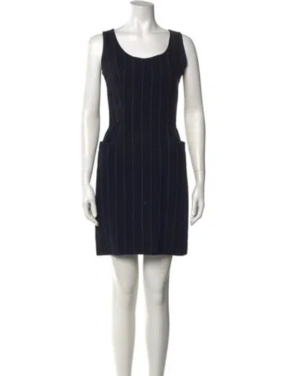 Pre-owned Oscar De La Renta Striped Mini Dress In Neutral
