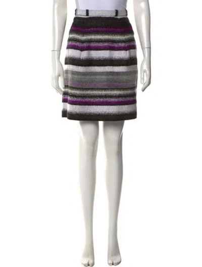 Pre-owned Oscar De La Renta Striped Mini Skirt In Black