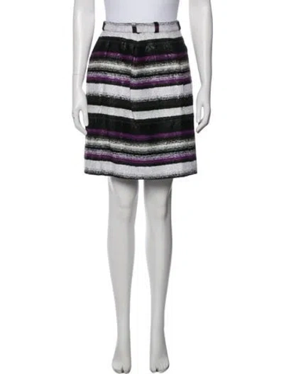Pre-owned Oscar De La Renta Striped Mini Skirt In White
