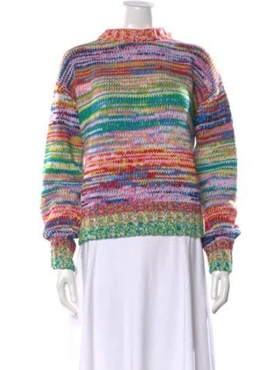 Pre-owned Oscar De La Renta Striped Mock Neck Sweater W/ Tags In Pink