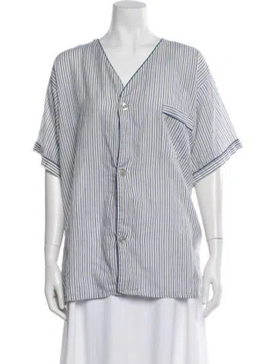 Pre-owned Oscar De La Renta Striped Pajamas In White