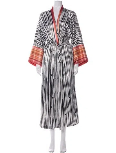 Pre-owned Oscar De La Renta Striped Robe In Green