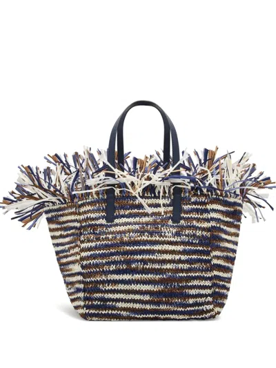 Oscar De La Renta Striped Tote Bag In 蓝色