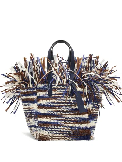 Oscar De La Renta Striped Tote Bag In 蓝色