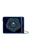 Oscar De La Renta Stripped Velvet Mini Tro Bag In Blue