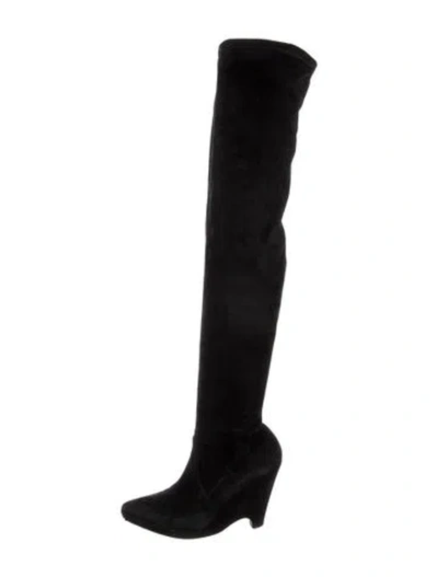 Pre-owned Oscar De La Renta Suede Boots In Blue