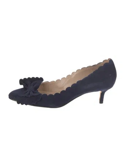 Pre-owned Oscar De La Renta Suede Bow Accents Pumps In Blue