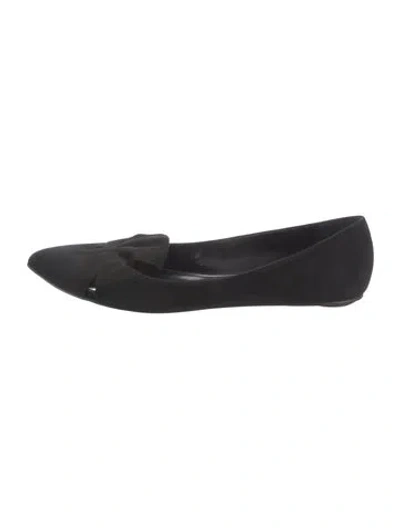 Pre-owned Oscar De La Renta Suede Flats In Black