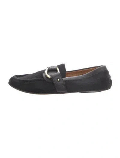 Pre-owned Oscar De La Renta Suede Loafers In Black