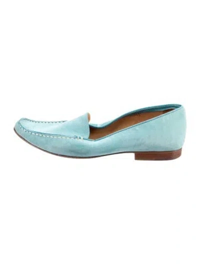 Pre-owned Oscar De La Renta Suede Loafers In Blue