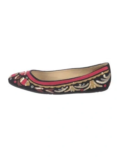 Pre-owned Oscar De La Renta Suede Patterned Ballet Flats In Multicolor