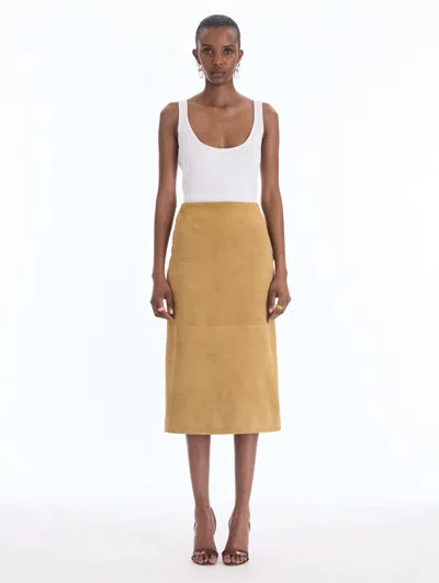 Oscar De La Renta Suede Pencil Skirt