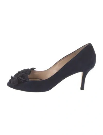 Pre-owned Oscar De La Renta Suede Pumps In Blue